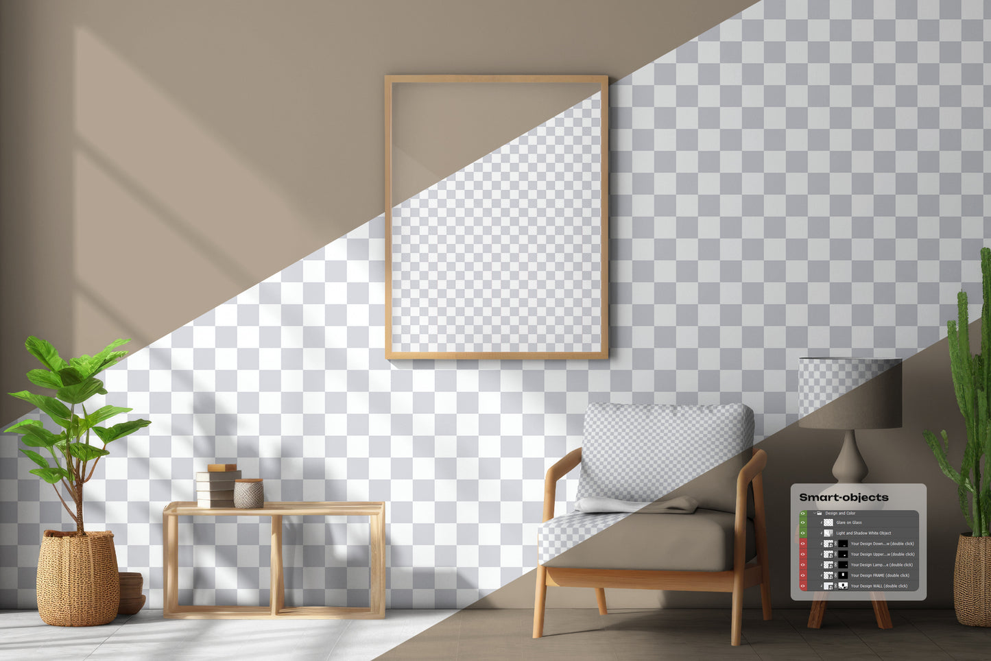 3 Mockups of Frames in the Interior. AI Generated