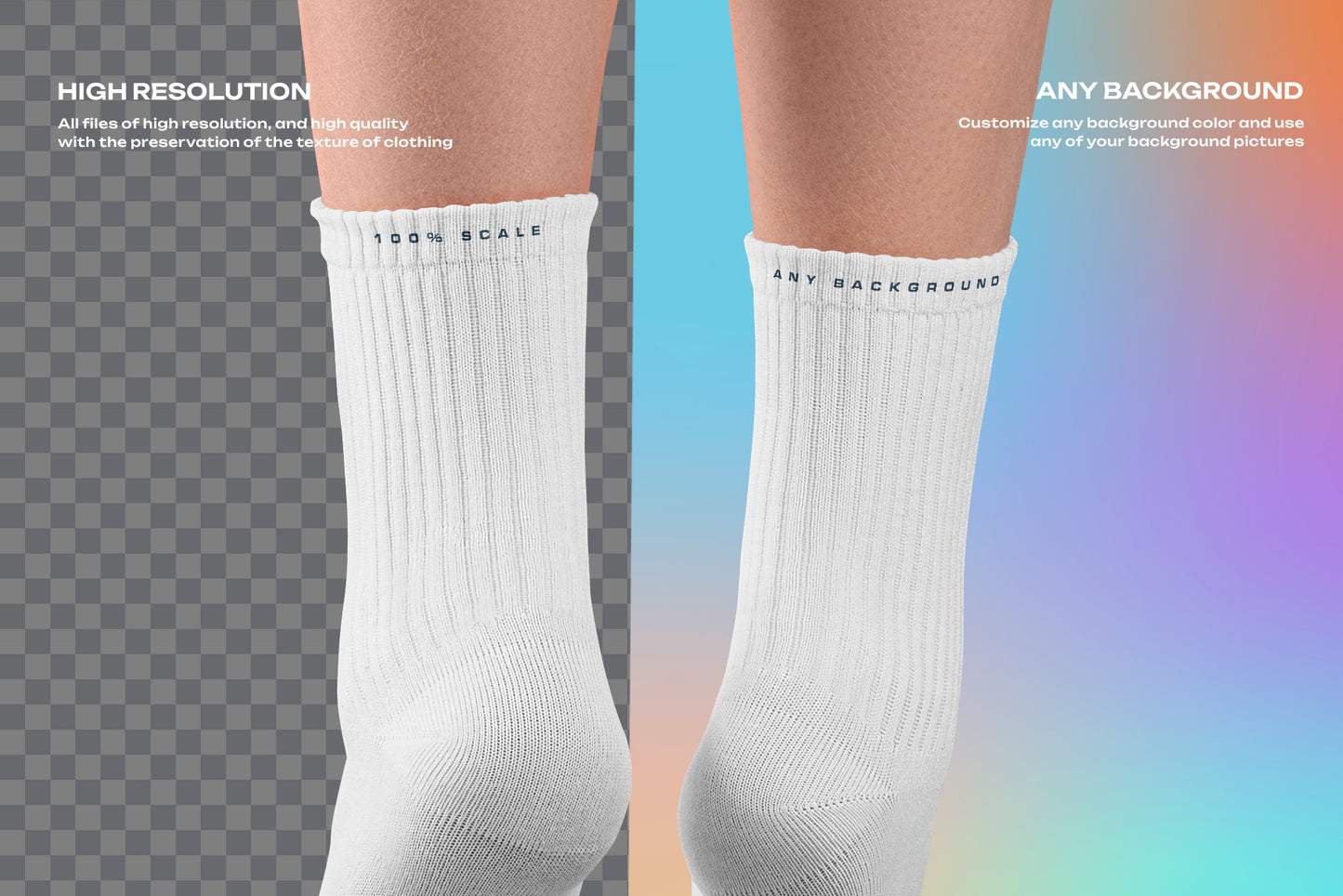 7 Mockups Medium Socks on the Woman Legs