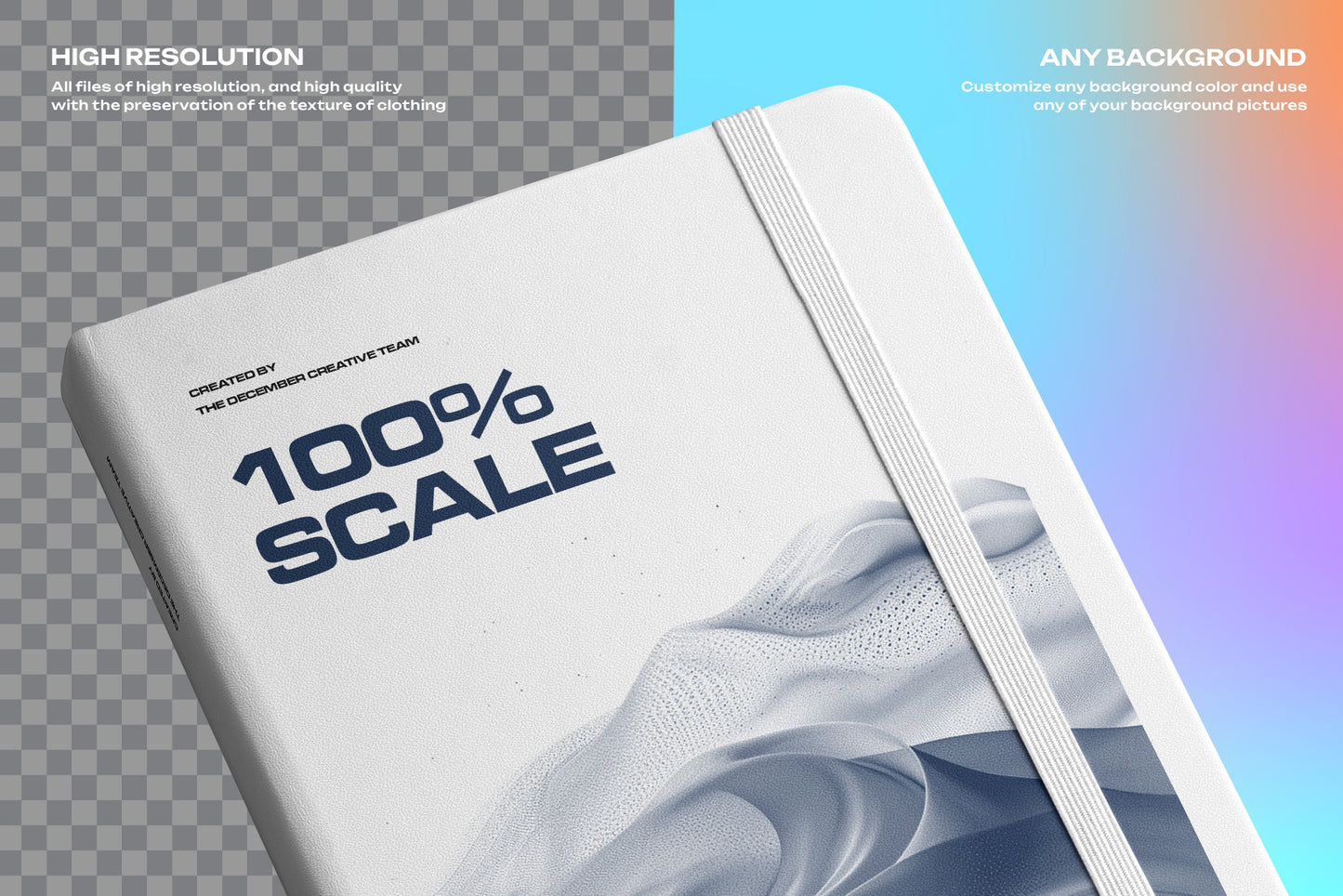 6 Mockups of Classic Notebook with Band and Hard Cover