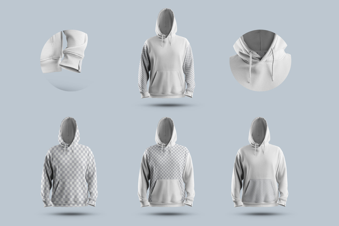 7 Mockups Oversize Hoodie in 3D Style for Procreate on the iPad