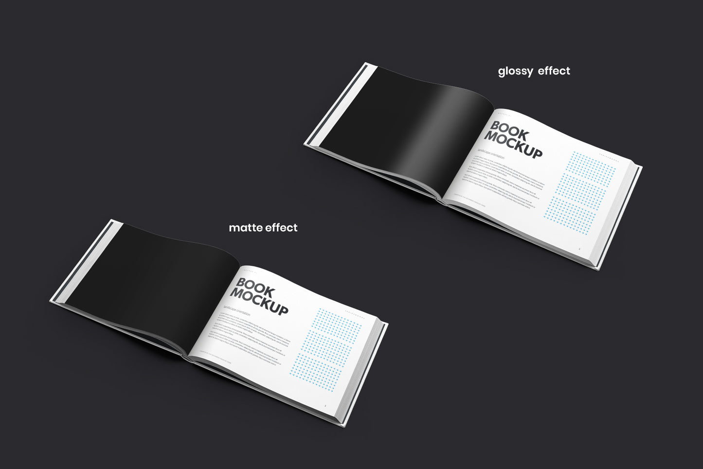 8 Book Mockups Hard Cover Landscape Oriantation