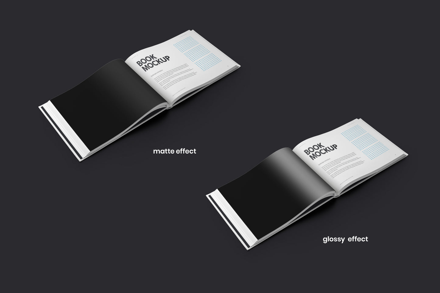 8 Book Mockups Hard Cover Landscape Oriantation. Set 2.