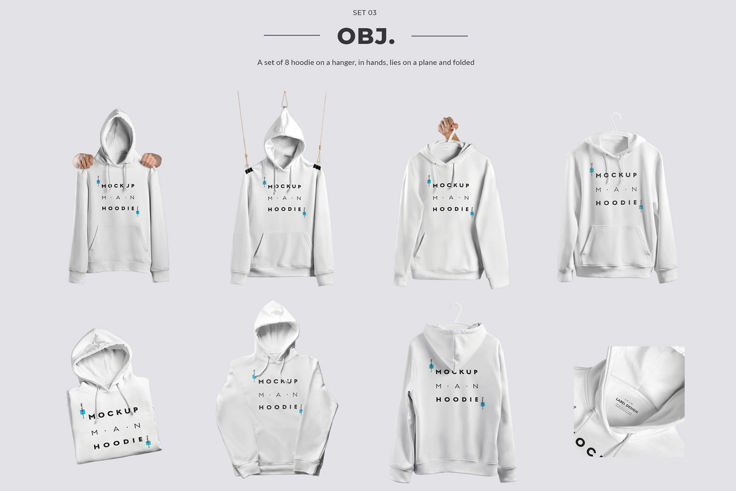 24 mockups hoodie on the man, 3D and isolated objects