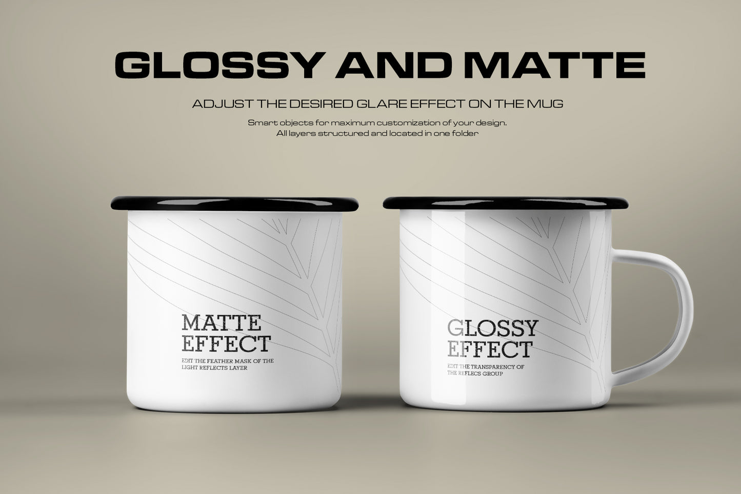 9 Mockups of Enamel Metal Mug with Black Rim