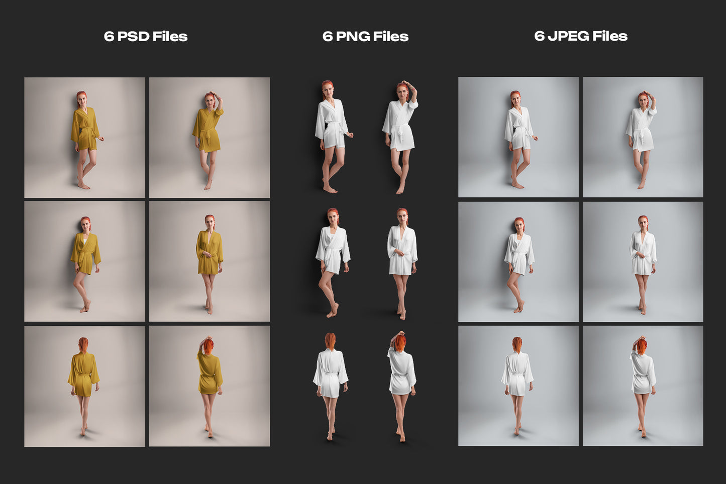 6 Mockups of a Silk Robe. Vol 02