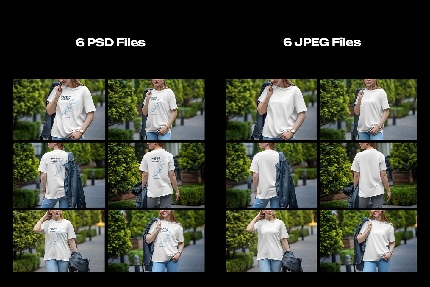 6 Mockups T-Shirt on a Girl on the Walk