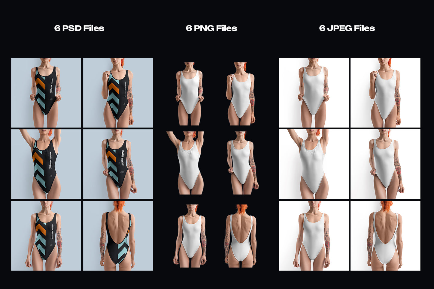 6 Mockups of a One Piece Sports Women's Swimsuit