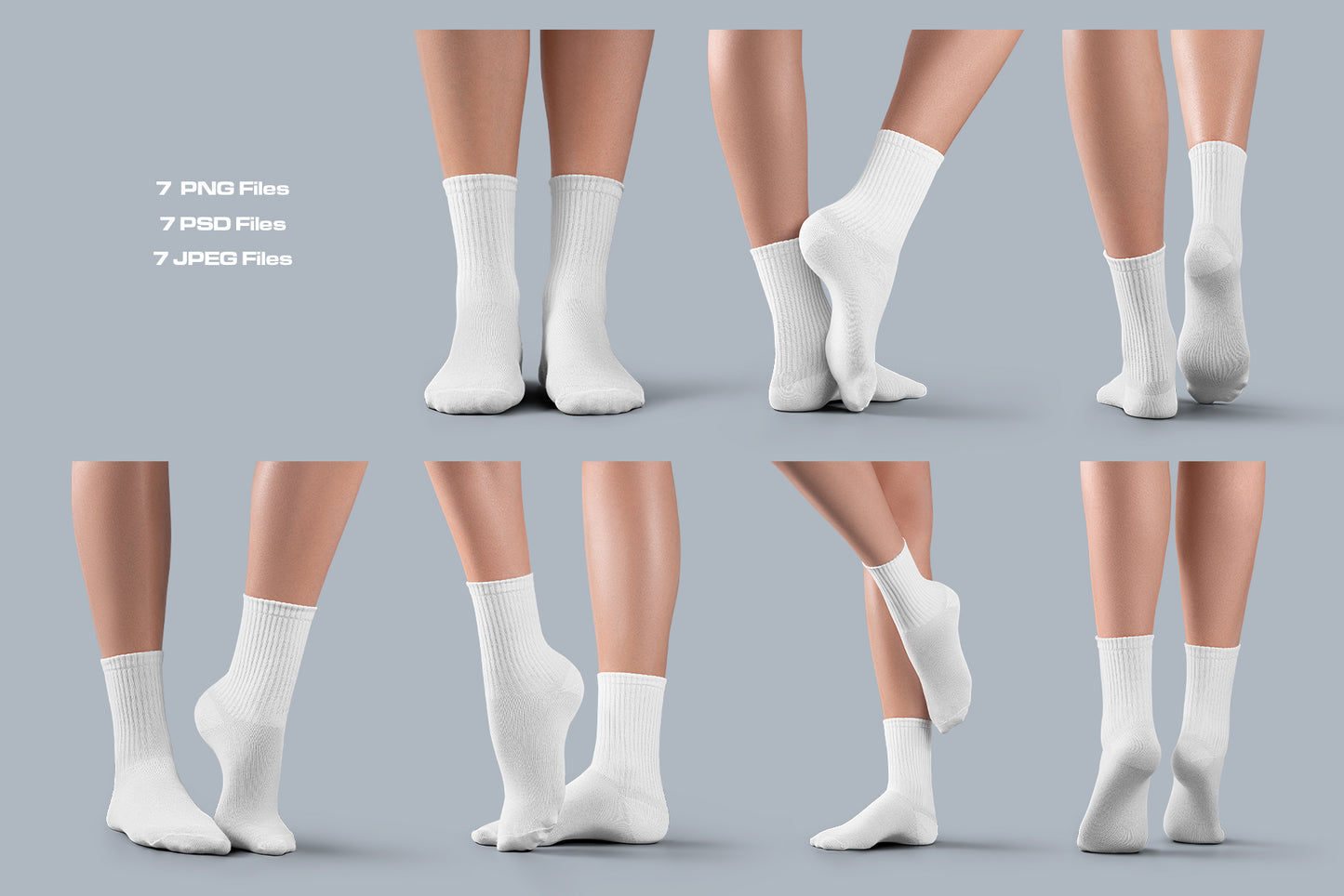 7 Mockups Medium Socks on the Woman Legs