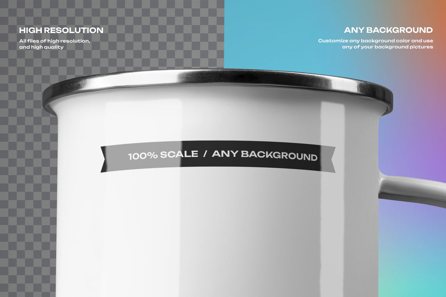 12 Mockups of Enamel Metal Mug on Burnt Wood Bar