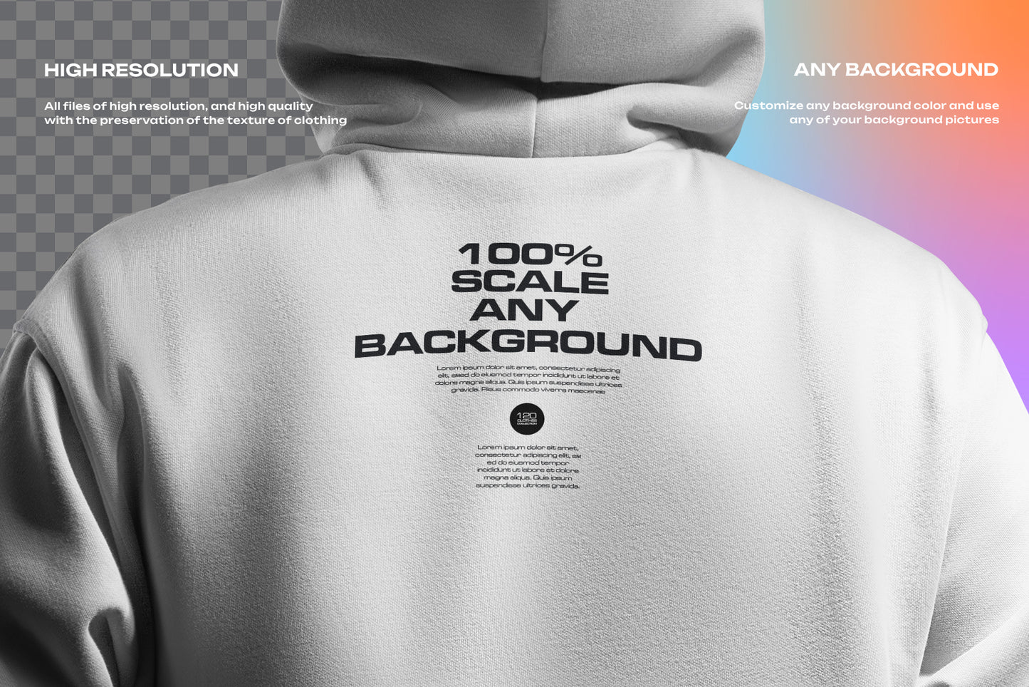 5 Mockups Oversize Hoodie. Dark Light vol. 02