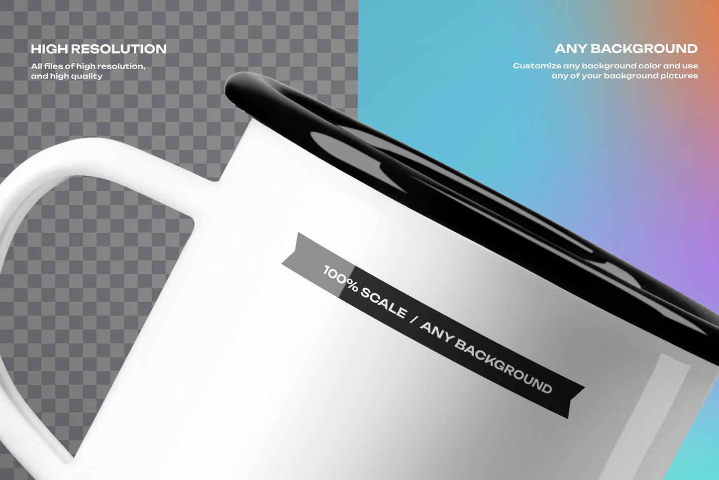 9 Mockups of Enamel Metal Mug with Black Rim