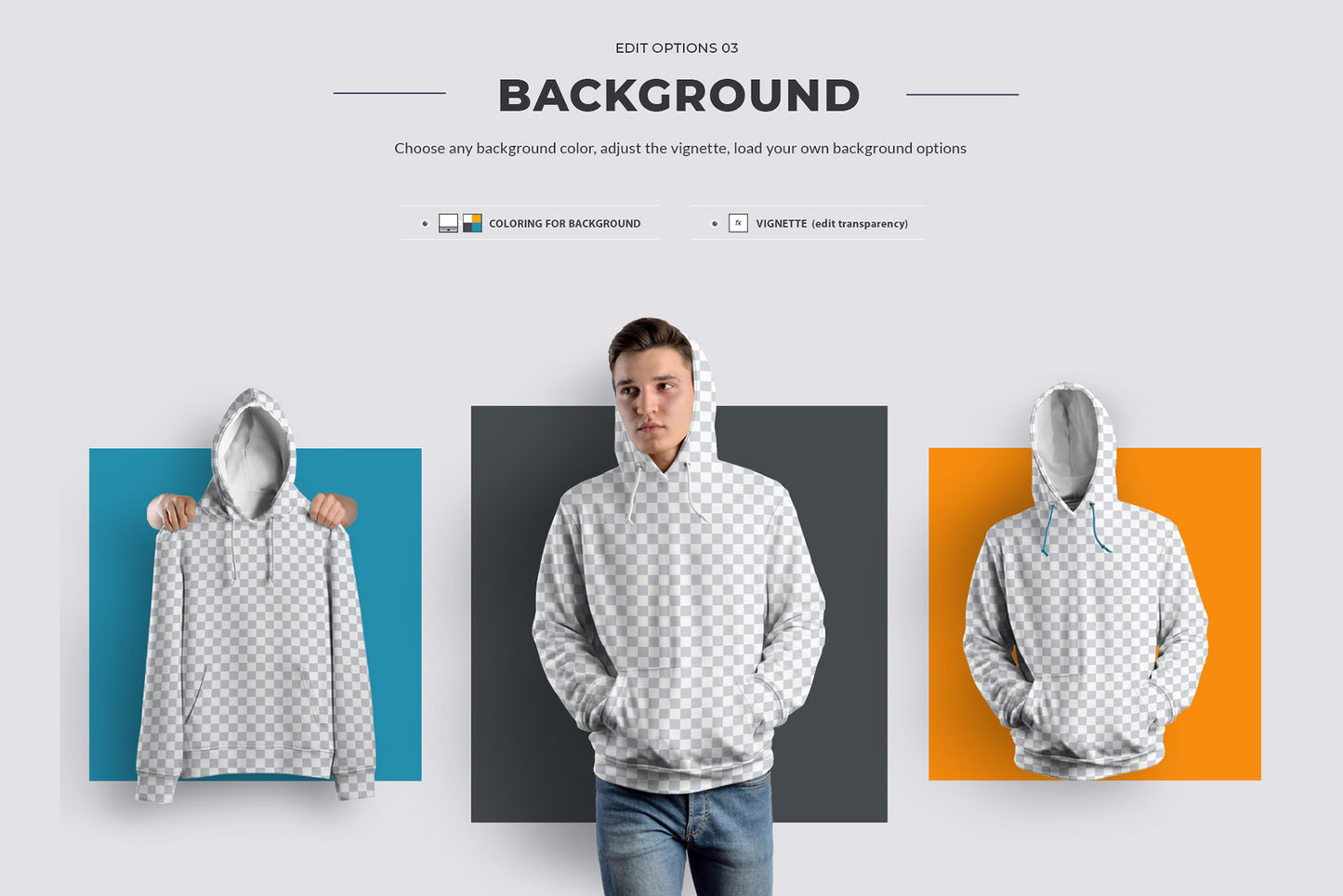 24 mockups hoodie on the man, 3D and isolated objects