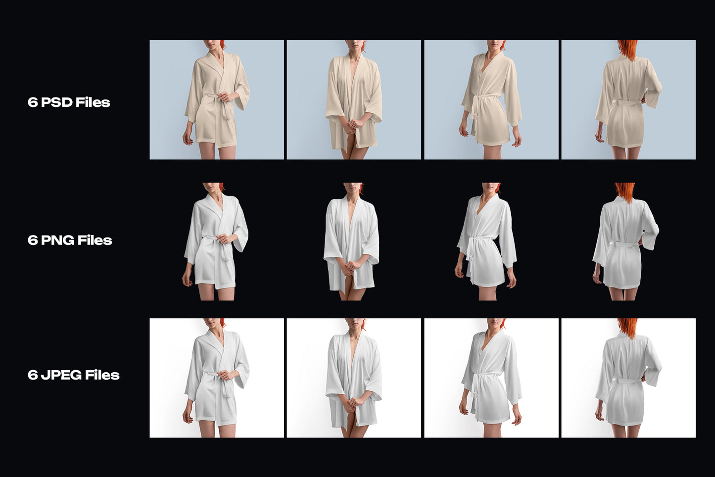 4 Mockups of a Silk Robe