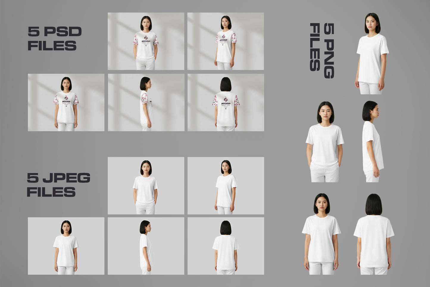 Mockup Woman T-Shirt Set – Asian Model Studio Edition. Generated Ai