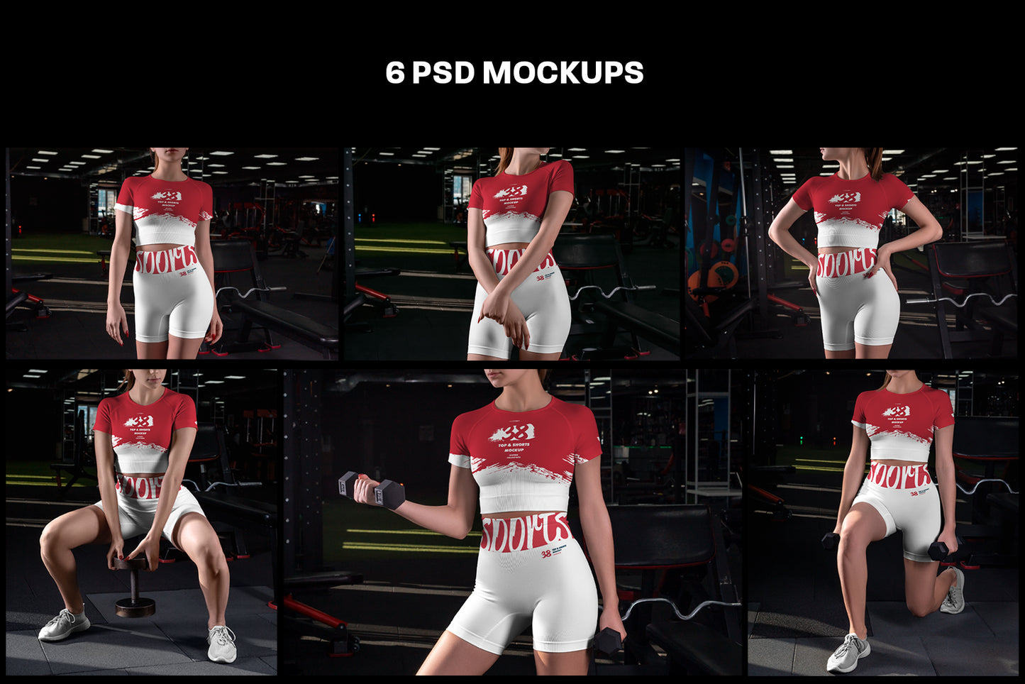 6 Sports Top and Shorts Mockups