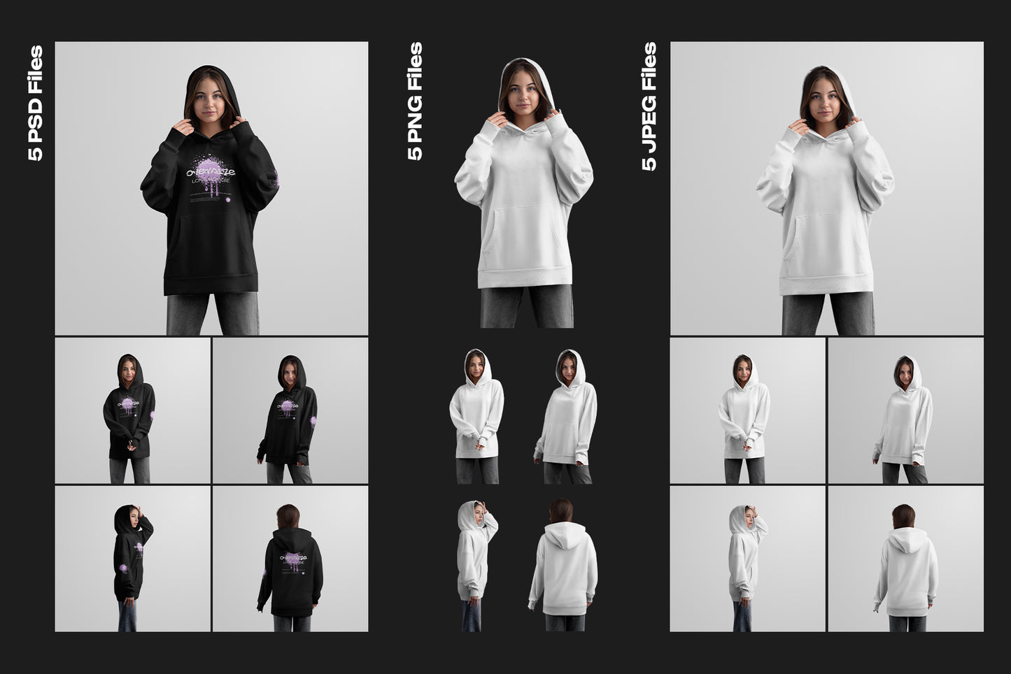 5 Mockups Woman Oversize Long Hoodie. vol.02