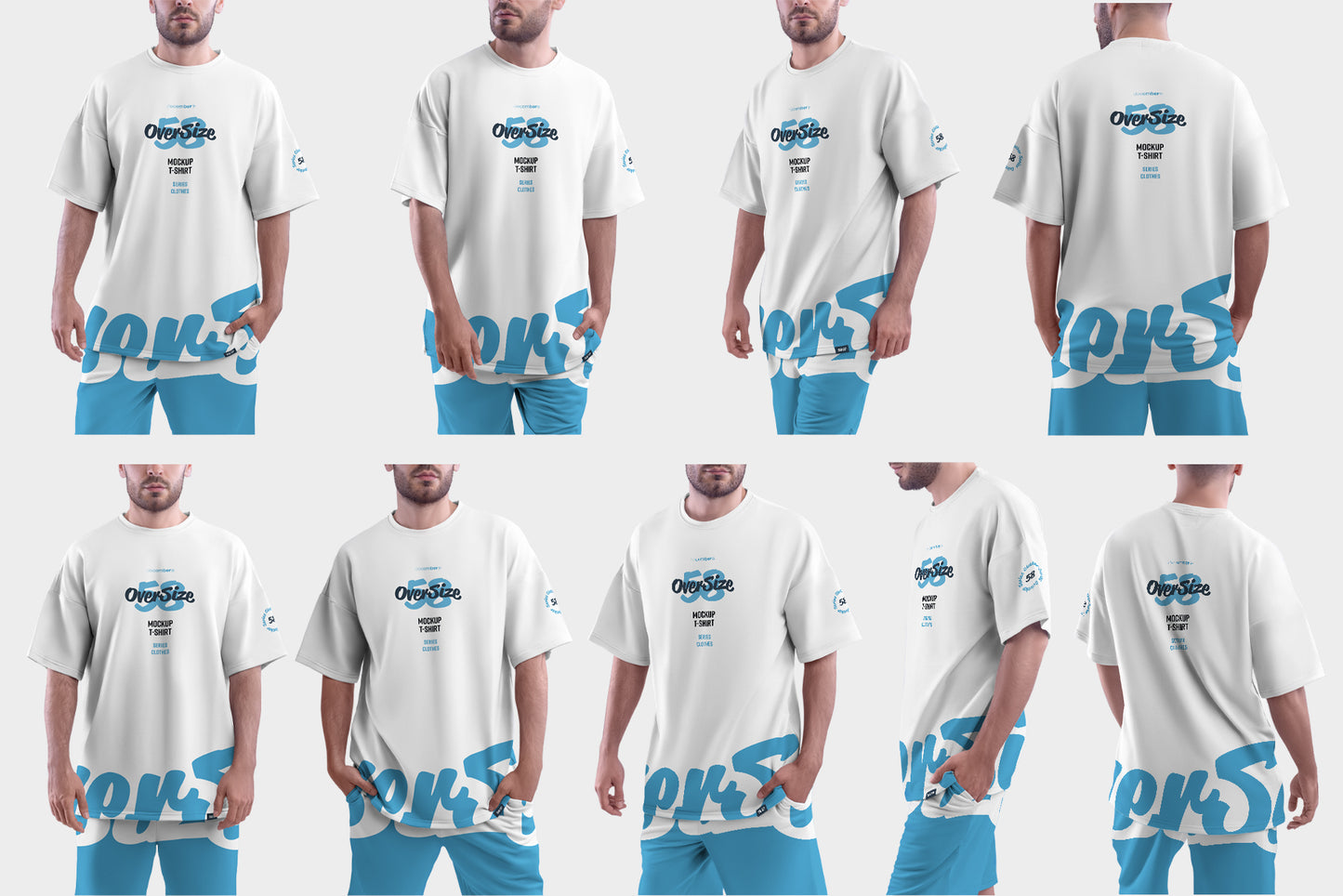 9 Mockups Oversize T-shirt and Shorts