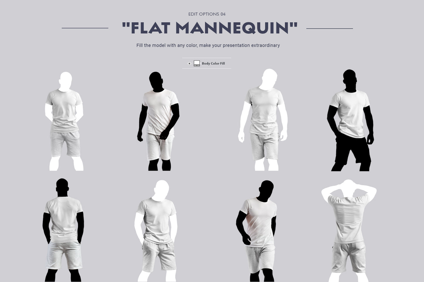 24 mockups t-shirts on the man, 3D and isolated objects