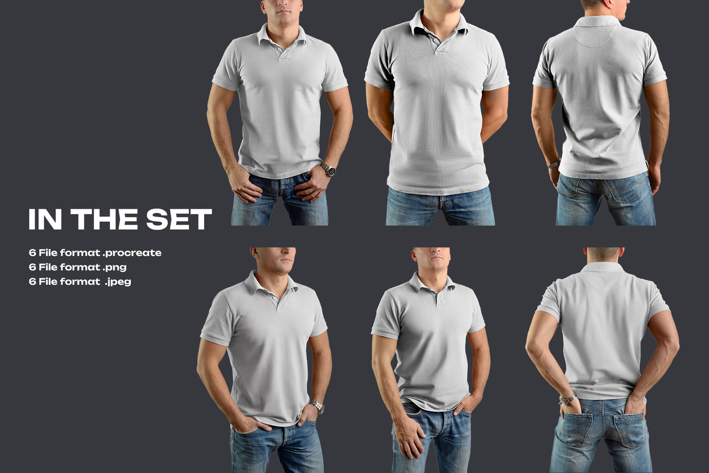 6 Mockups Polo Shirt for Procreate on the iPad