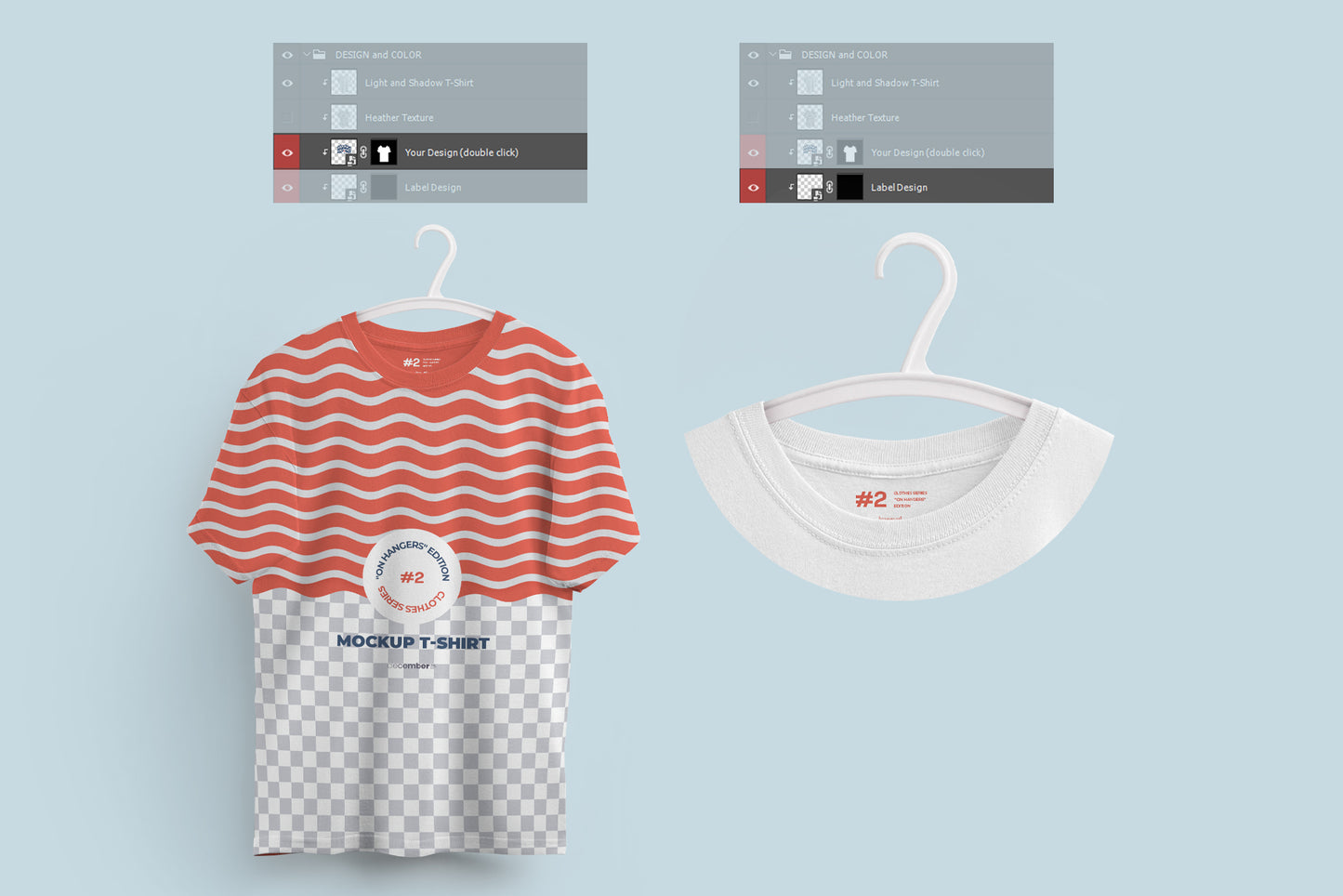 2 Mockups Oversized T-shirts On 6 Different Hangers