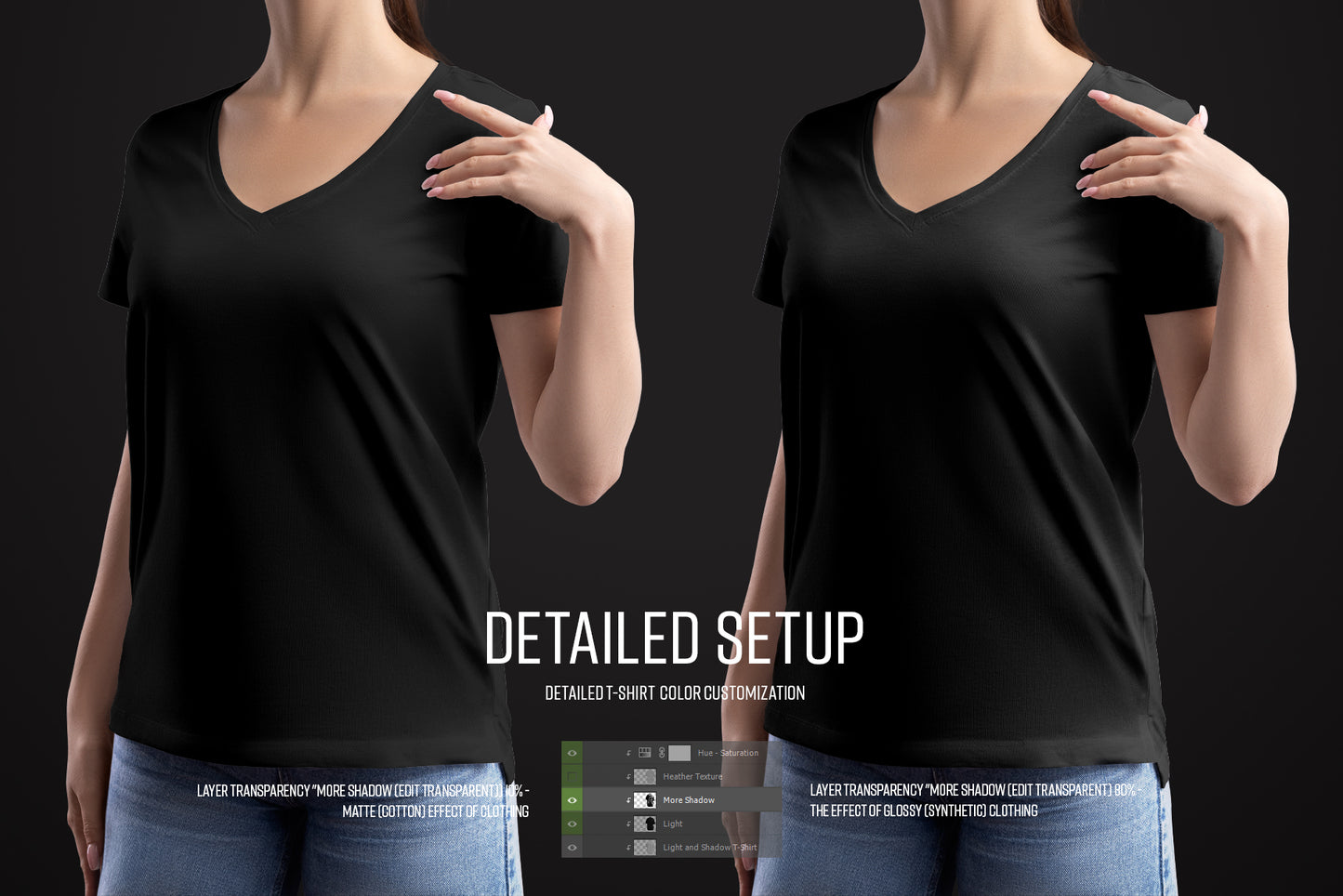 4 Mockup Woman V-Neck T-Shirt with a Chest Pocket. vol.02