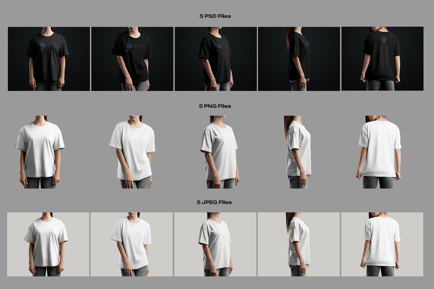 5 Mockups Woman Oversize T-Shirt