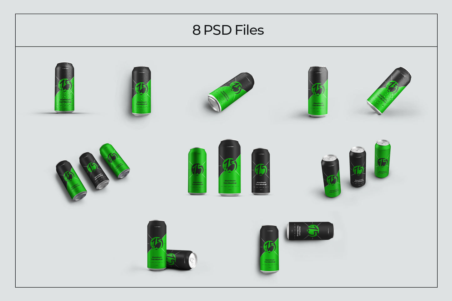 10 Mockups Aluminium Can 500 ml