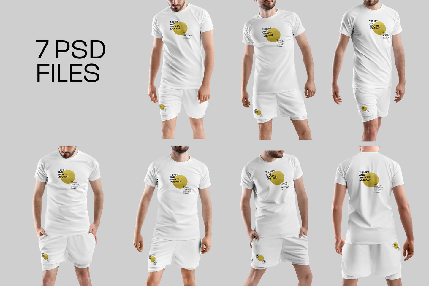 7 Men's Mockups T-Shirt and Shorts