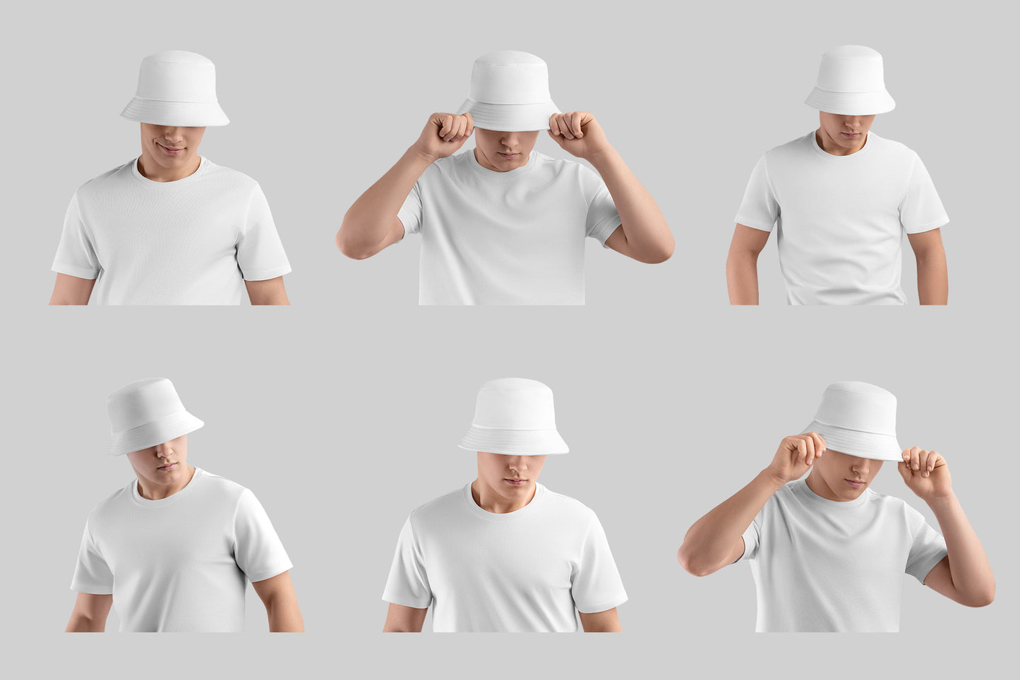6 Mockups Bucket Hat and T-Shirt