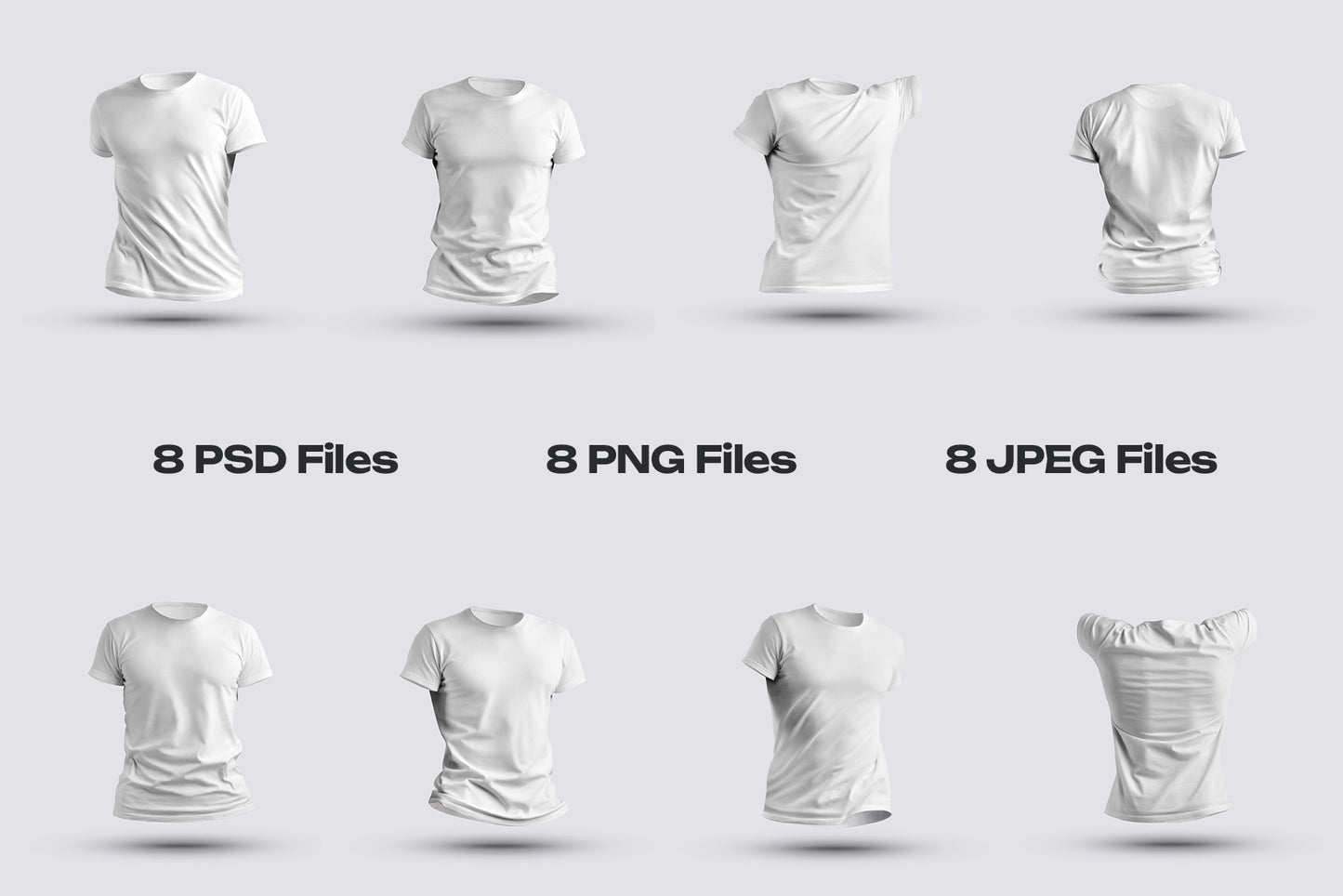 8 Mockups T-Shirts 3D Style