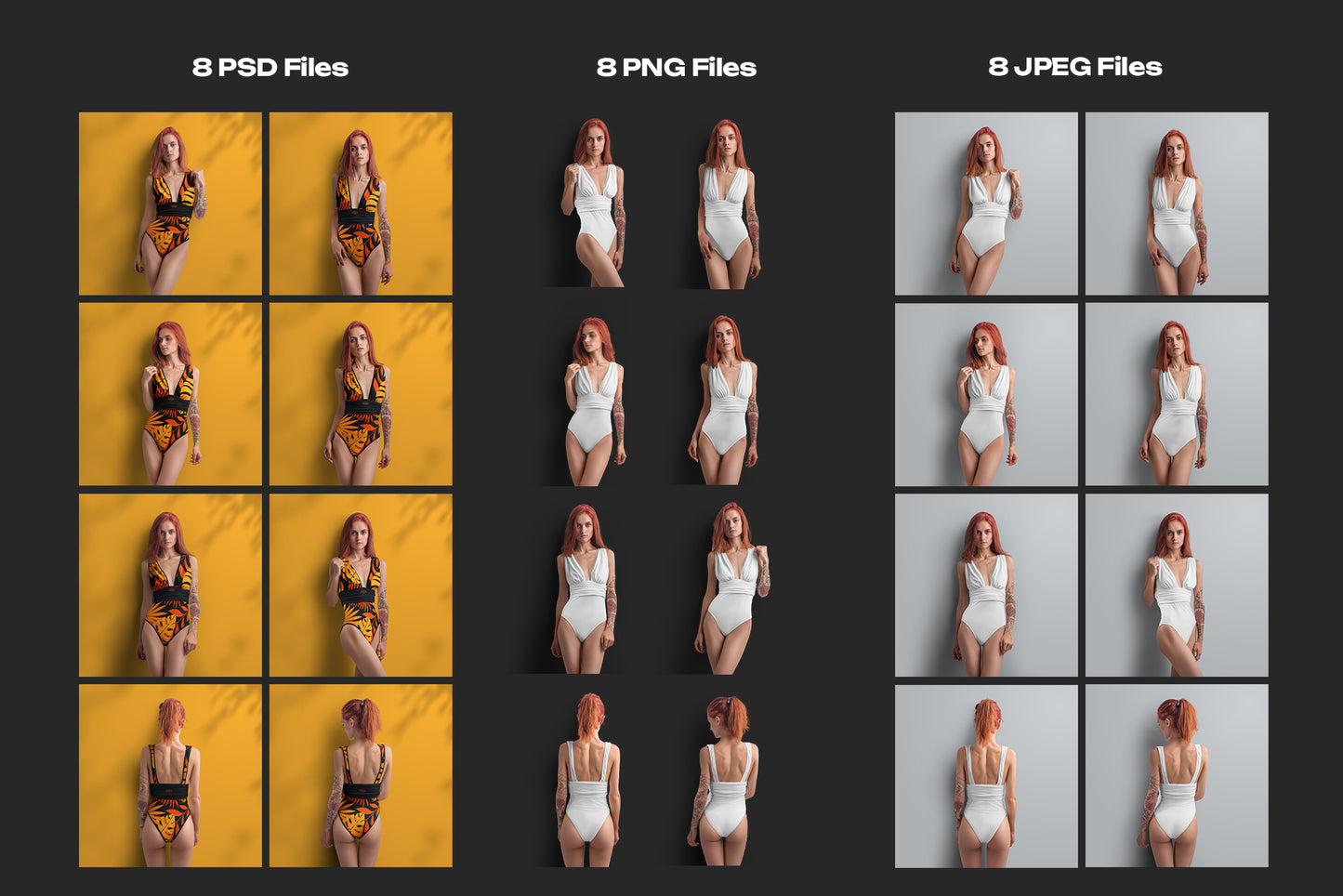 8 Mockups of a One Piece Women's Swimsuit. vol.02