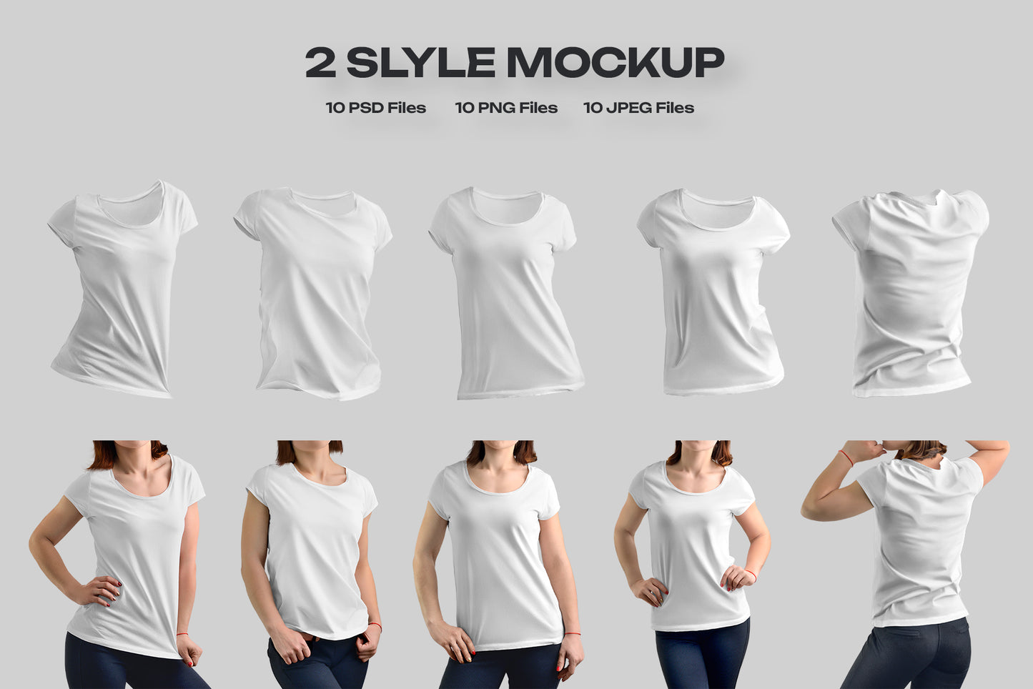 10 Mockups of Women's Round Neck T-Shirt
