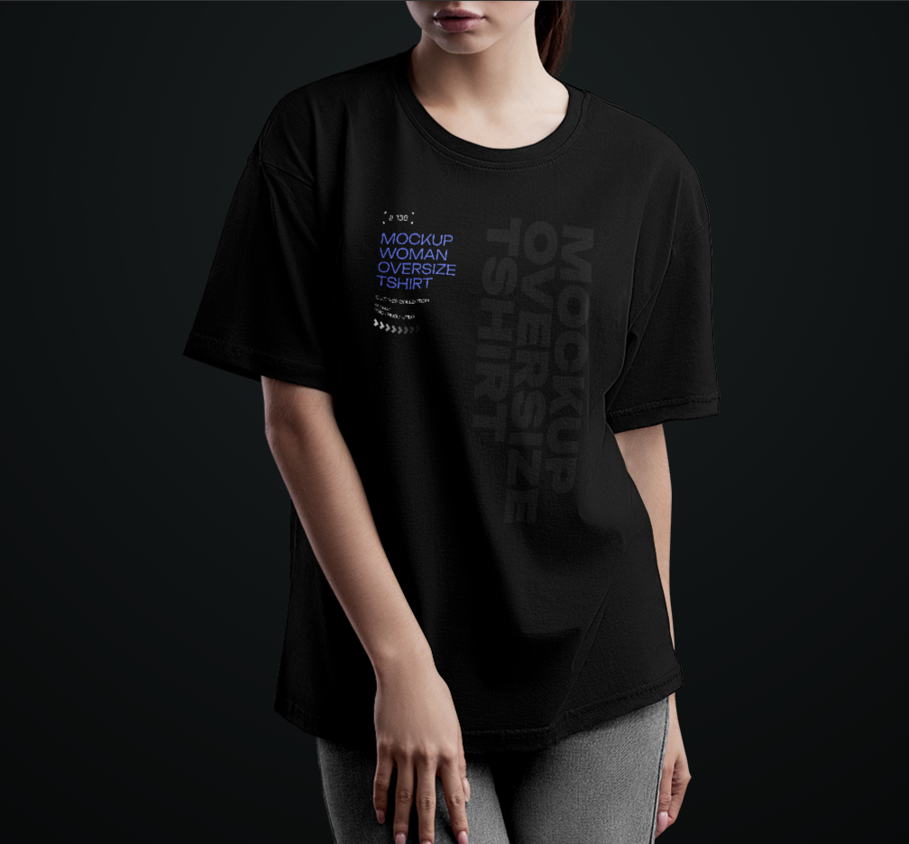 Free Mockup Women Over Size T-Shirt