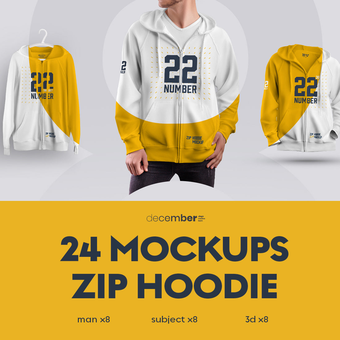 24 Zip Hoodie Mockup - Man/3D/Subjects ( Collection #5 )