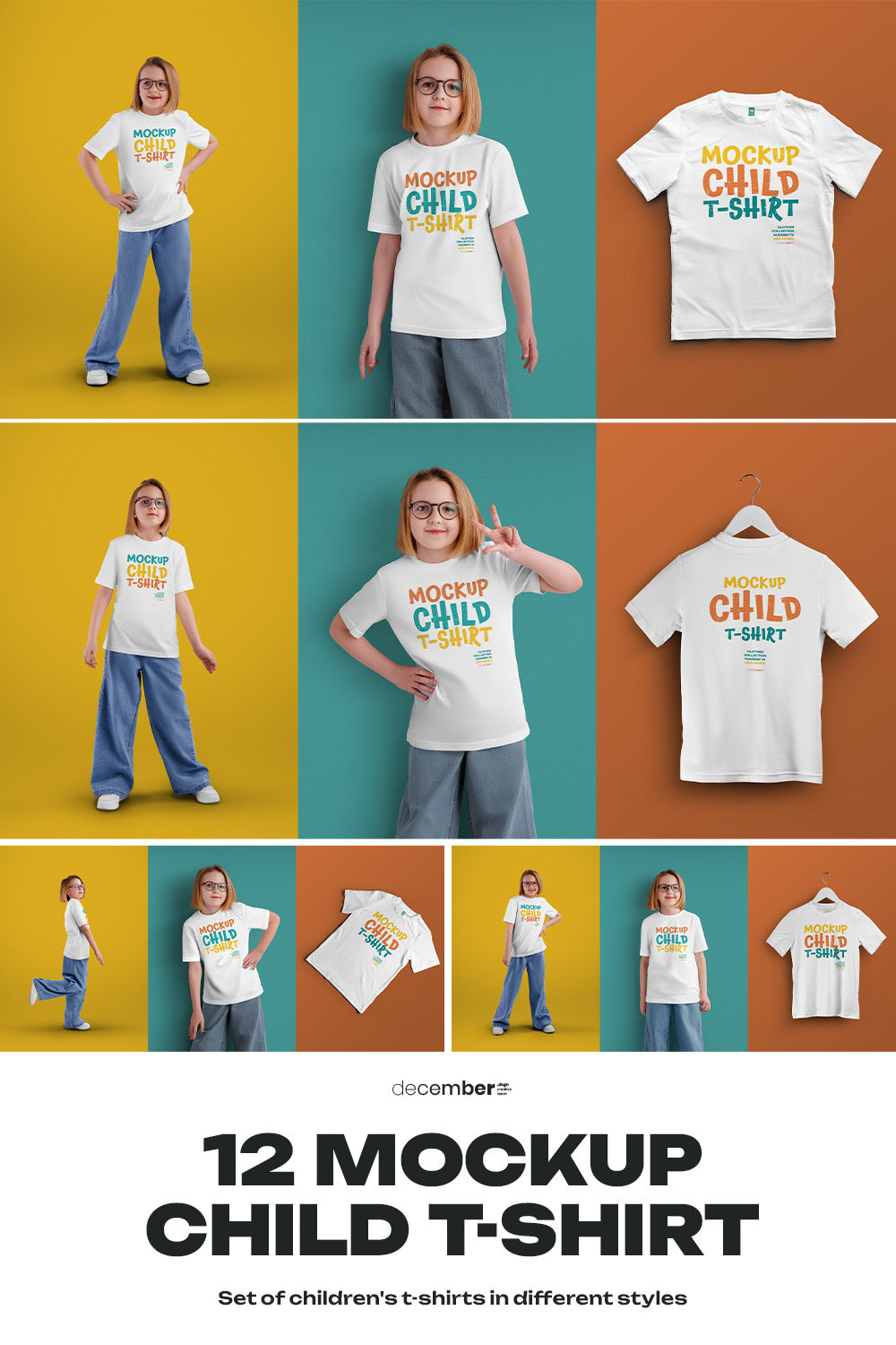 12 Mockups of a Children's T-shirt in Different Styles
