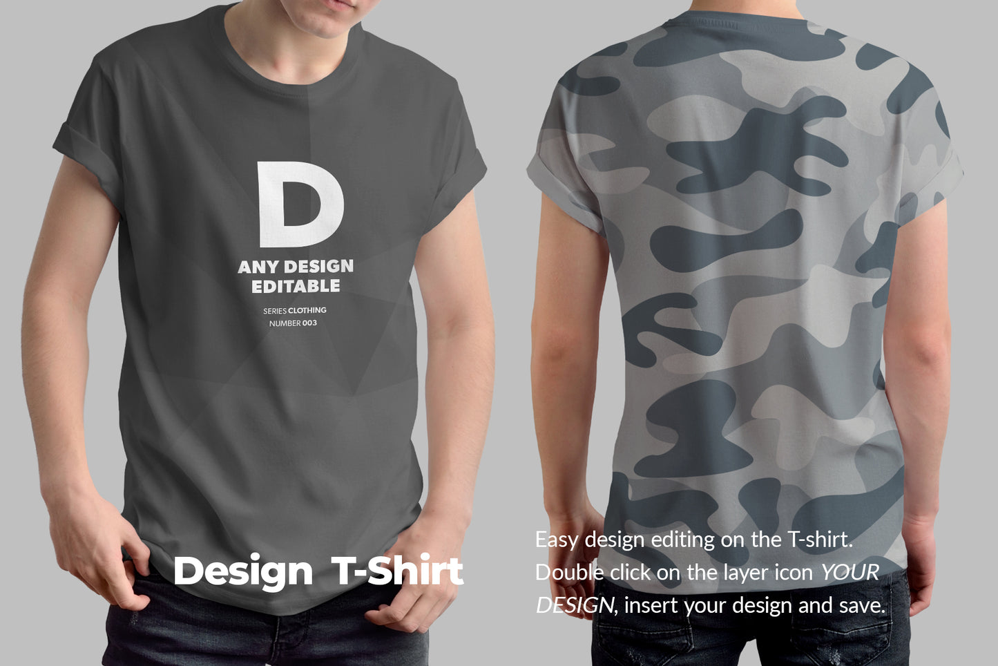8 mockups t-shirts on the man
