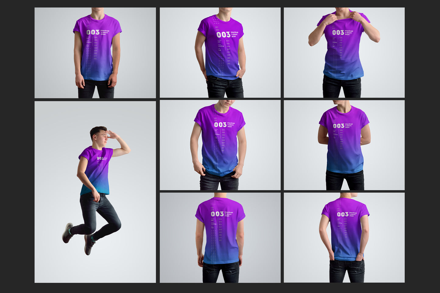 8 mockups t-shirts on the man