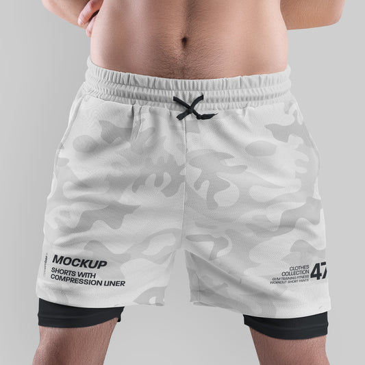 7 Men's Mockups Shorts with Compression Liner