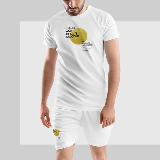 7 Men's Mockups T-Shirt and Shorts