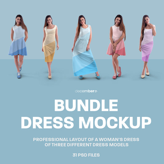 A Large Bundle of Mockups of a Women's Dress in Different Styles