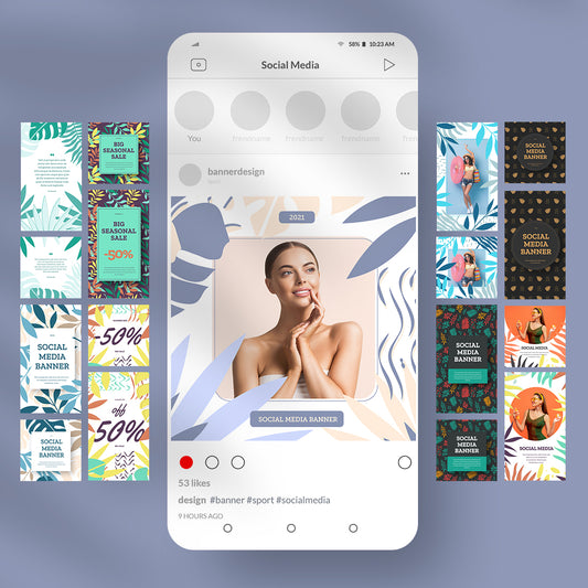 Stylish tropical Instagram post and stories templates