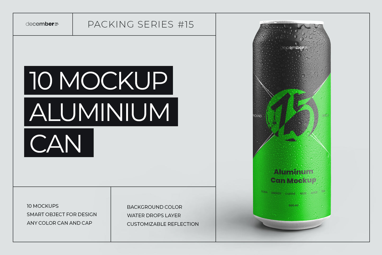 10 Mockups Aluminium Can 500 ml