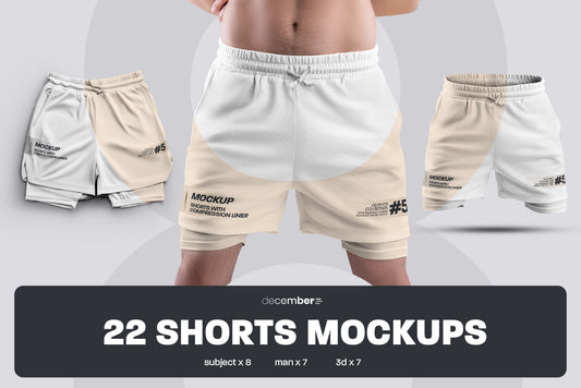 22 Men's Mockups Shorts with Compression Liner - Man/3D/Subjects ( Collection #6 )
