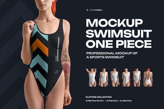 6 Mockups of a One Piece Sports Women's Swimsuit