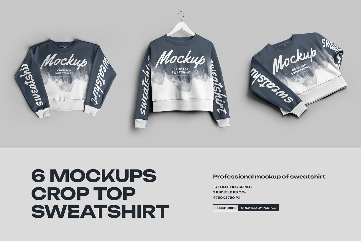 6 Mockups Crop Top Woman Sweatshirt