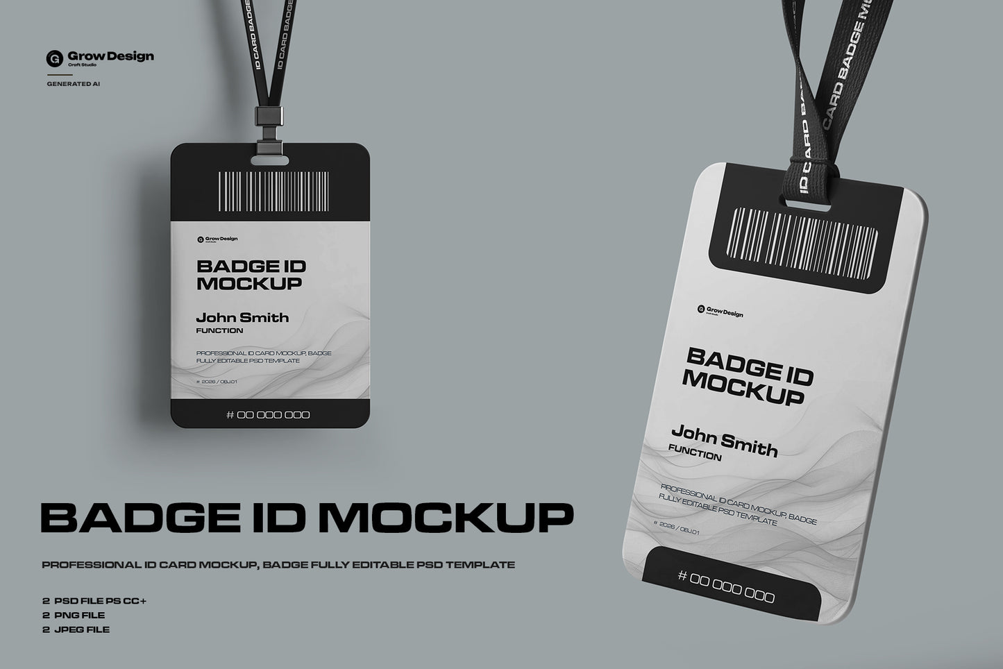 2 ID Card Badge Mockups. Vol.01. Generated AI