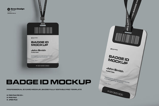 2 ID Card Badge Mockups. Vol.01. Generated AI