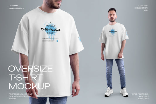4 Oversized Men's T-Shirt Mockups. vol.02