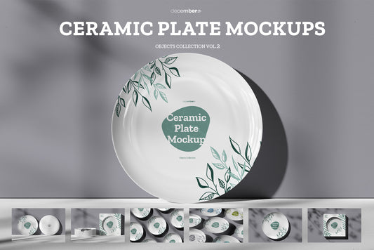 7 Ceramic Dinner/Dessert Plate Mockups vol.2