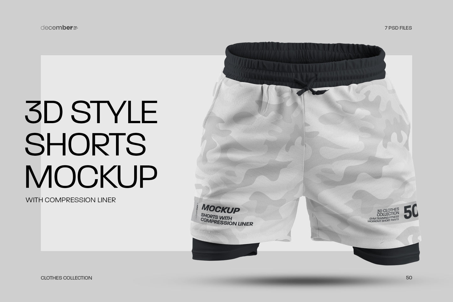 7 Men's 3D Mockups Shorts with Compression Liner